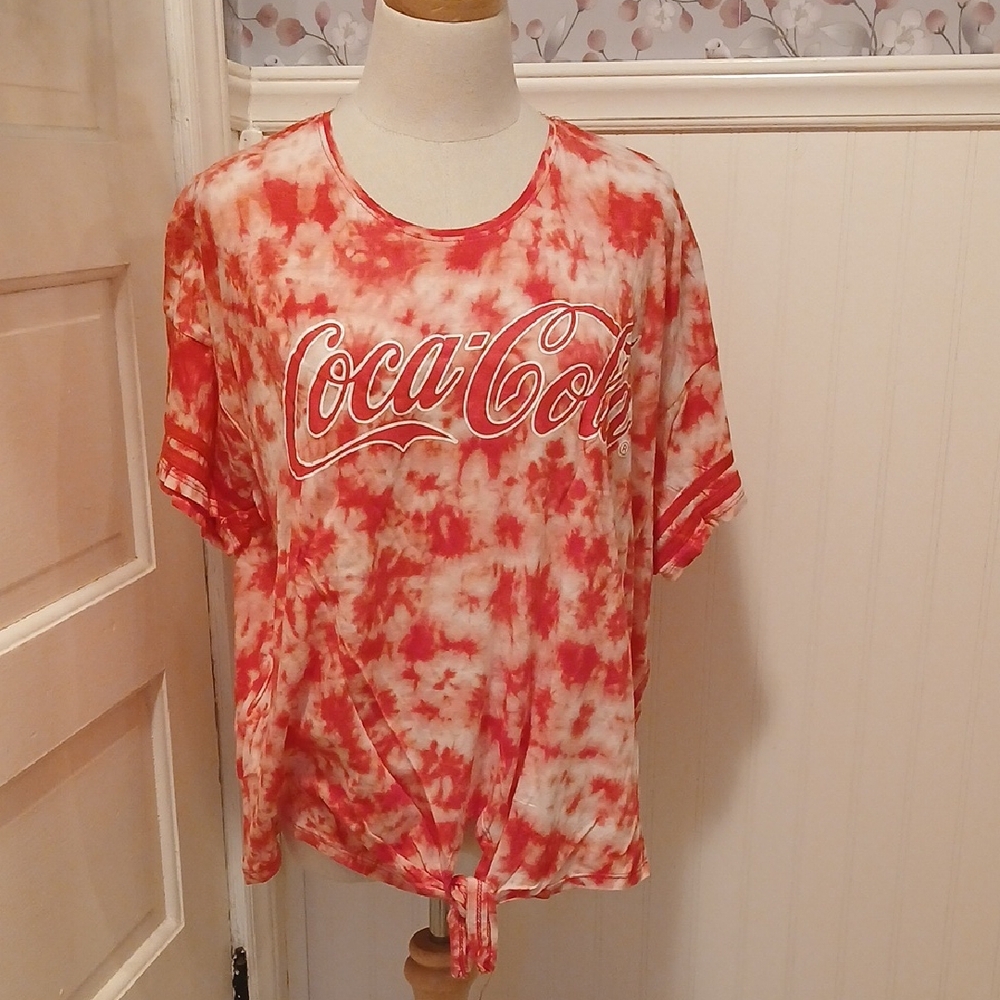 Coca-Cola Red and White Tie-Dye Shirt